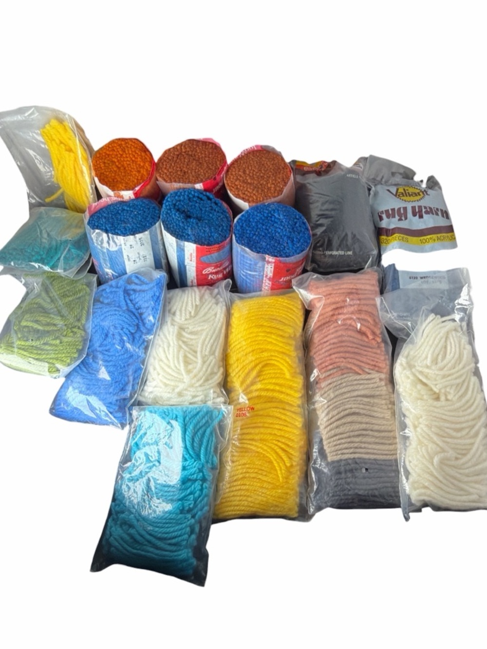 Rug yarn mixed colors brand yarn Bucilla valiant